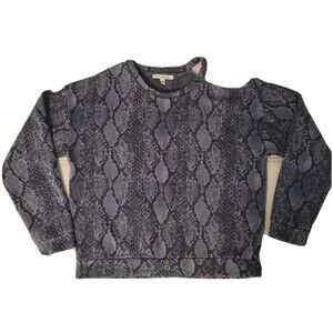 Express One Eleven Cold Shoulder Sweatshirt Womens Size XS Snake Print Gray